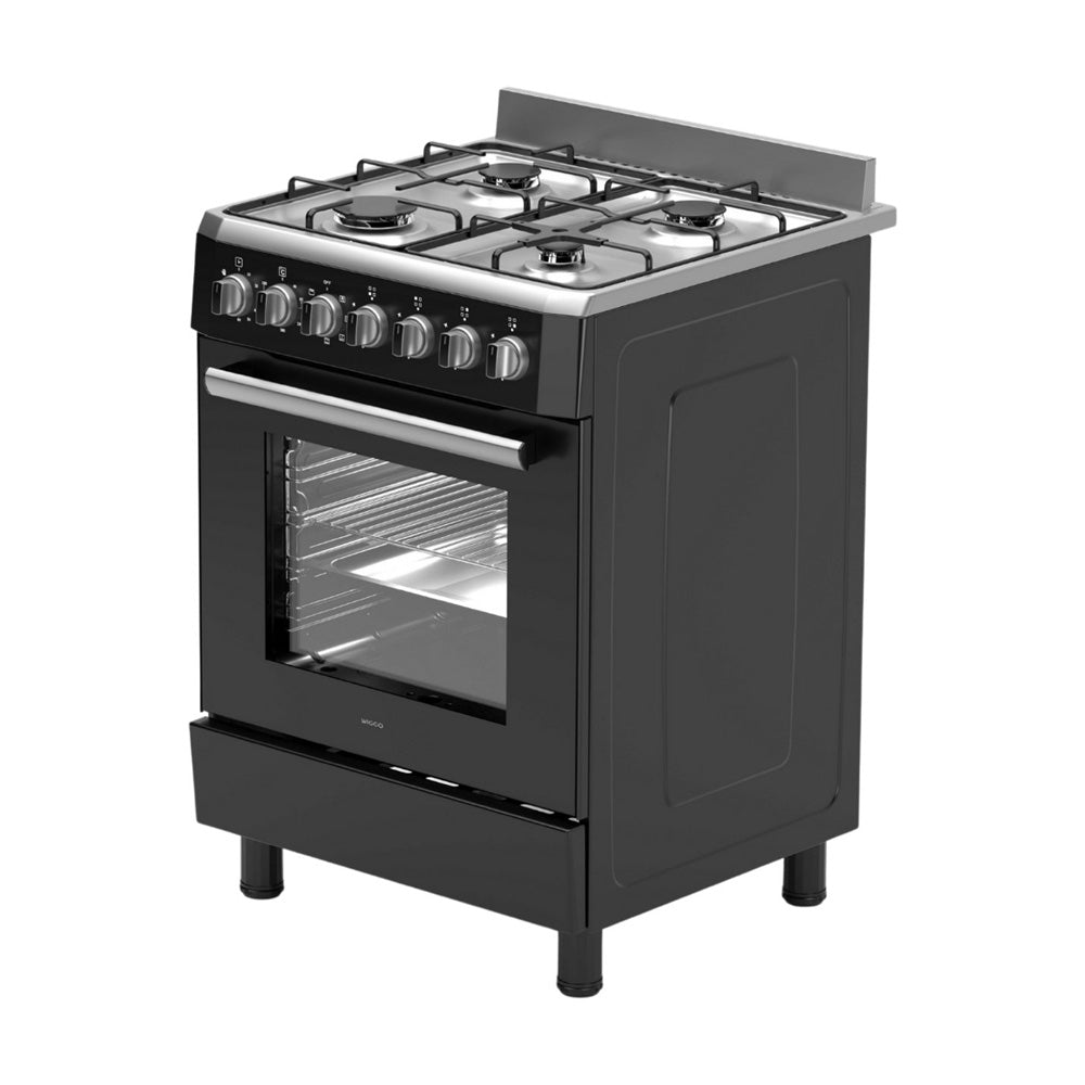 Wiggo WO-E609R(BX) Vrijstaande Gasfornuis - 60 cm - Zwart