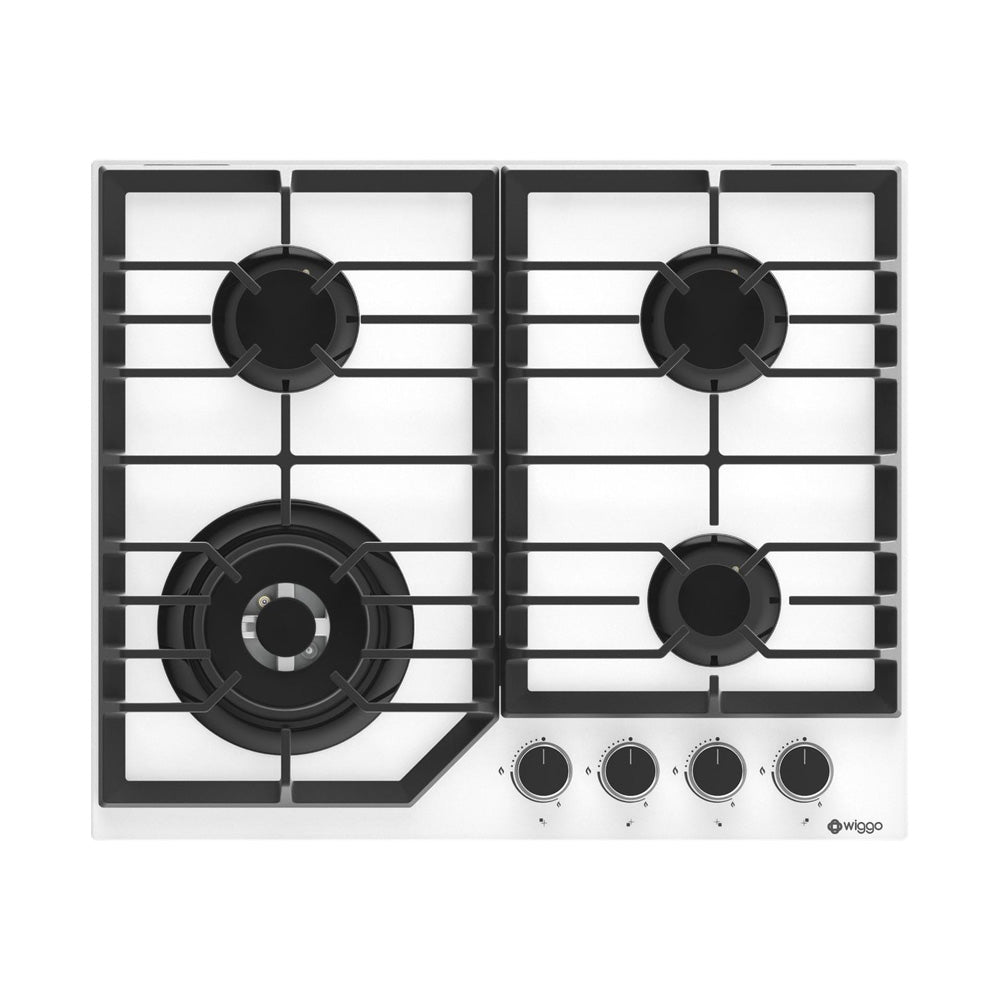 Wiggo WH-G634GL(W) Inbouw Gaskookplaat - 60 cm - Wit