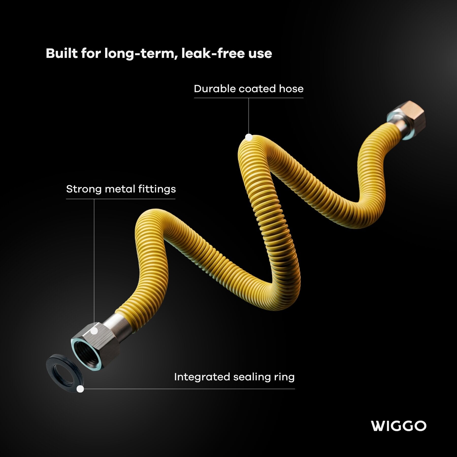 Wiggo W Eco 120 Gasslang - 120 cm - Geel