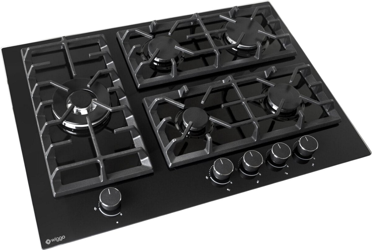 Wiggo WH-G735GR(B) Inbouw Gaskookplaat - 70 cm - Zwart