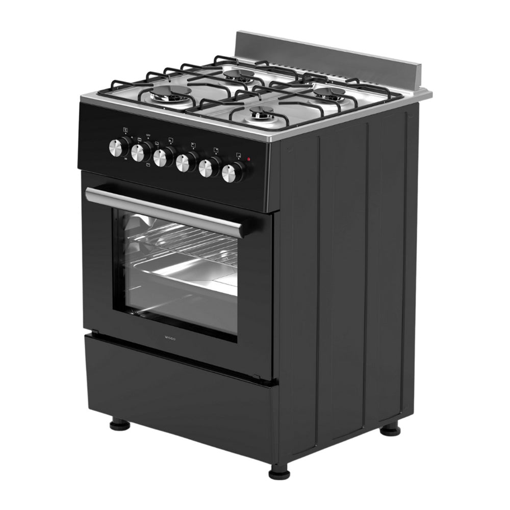 Wiggo WO-E606A(BX) Vrijstaande Gasfornuis - 60 cm - Zwart