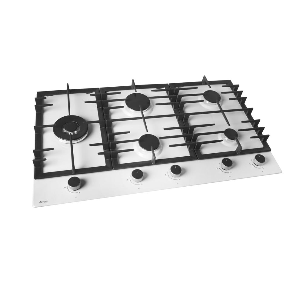 Wiggo WH-G935RR(W) Inbouw Gaskookplaat - 90 cm - Wit