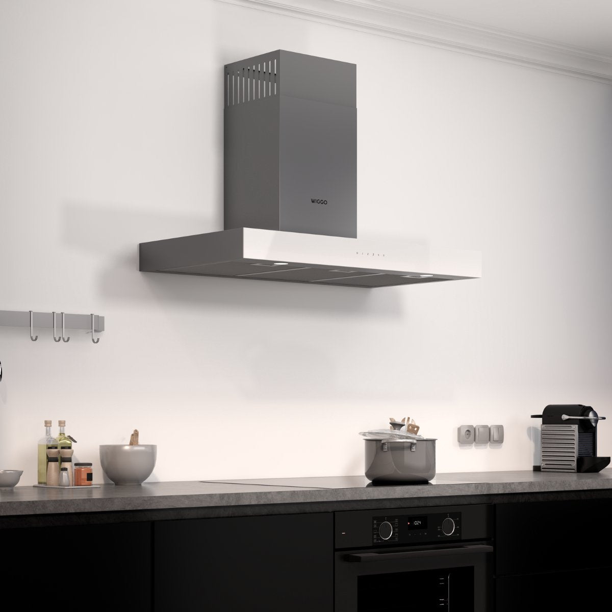 Wiggo WE-A941T(W) Wandschouw Afzuigkap - 90 cm - Wit