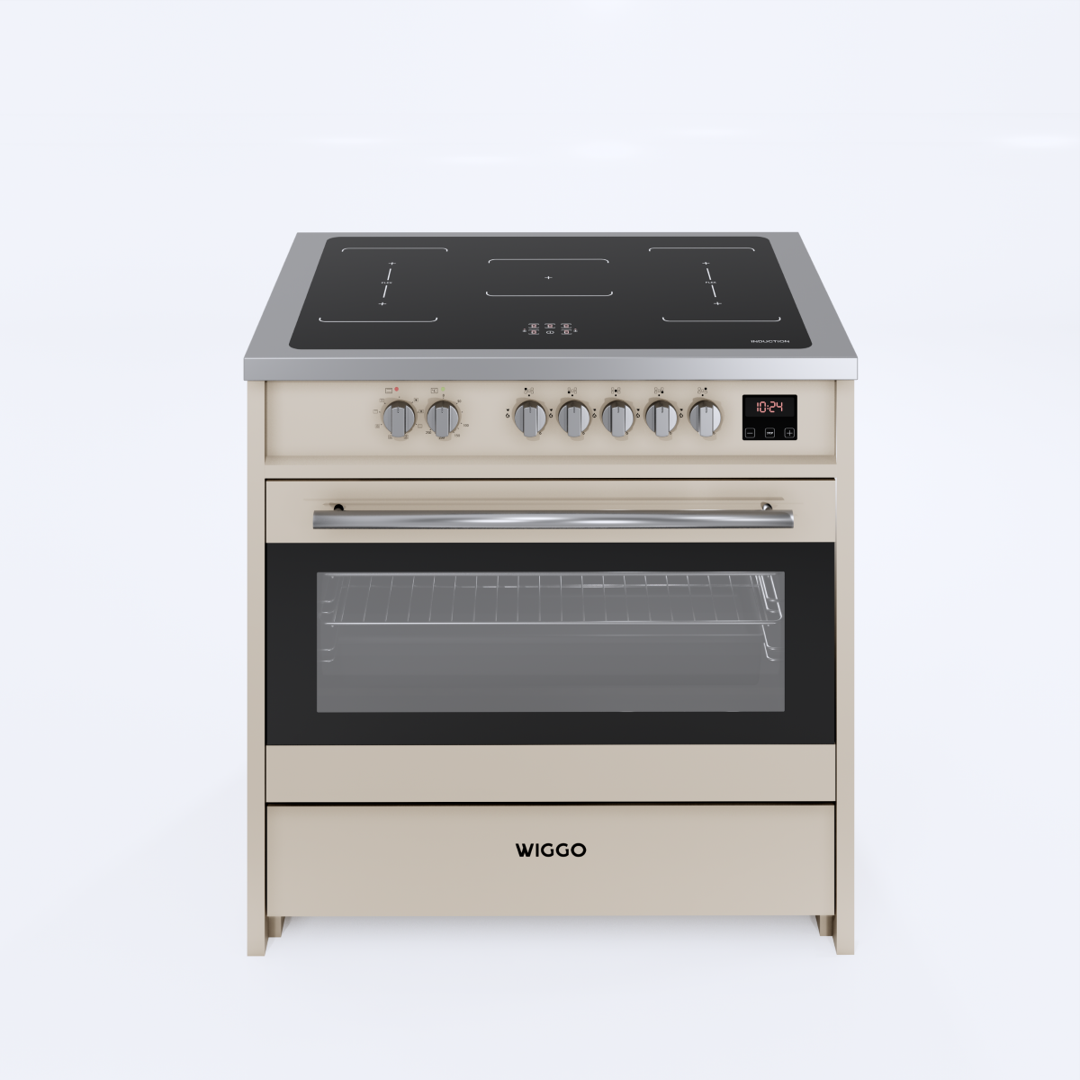 Wiggo WIO-E921A(CX) Vrijstaande Inductiefornuis - 90 cm - Creme