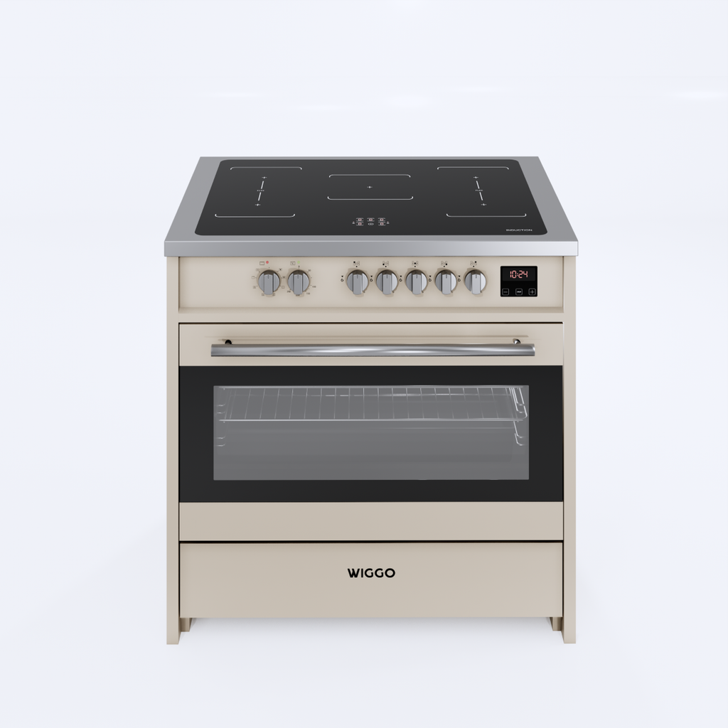 Wiggo WIO-E921A(CX) Vrijstaande Inductiefornuis - 90 cm - Creme