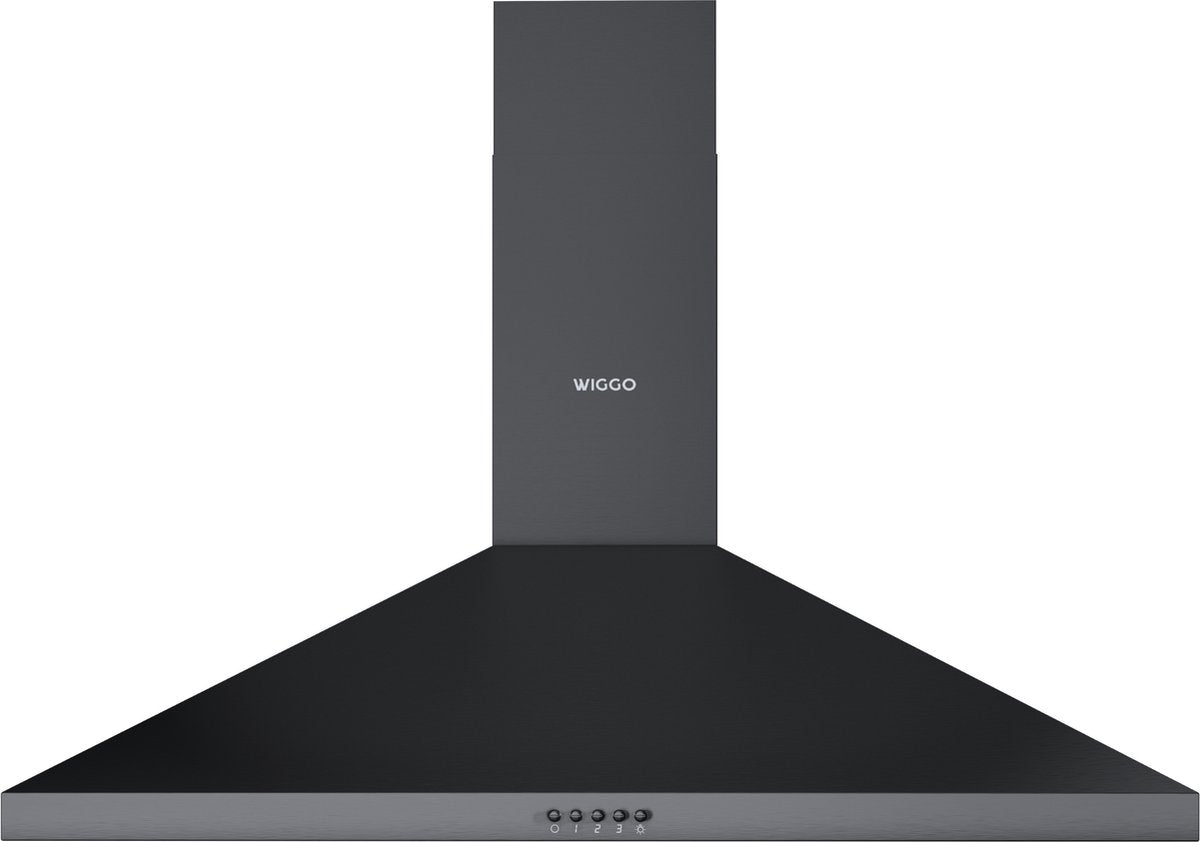 Wiggo WE-A930P(B) Wandschouw Afzuigkap - 90 cm - Zwart