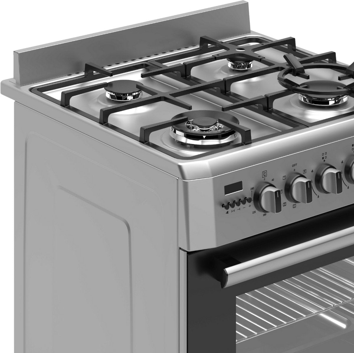 Wiggo WO-E639B(XX) Vrijstaande Gasfornuis - 60 cm - Roestvrijstaal