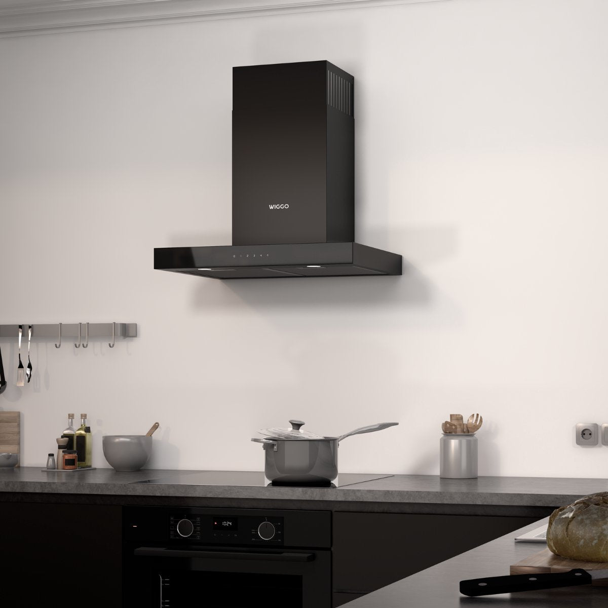 Wiggo WE-A641T(B) Wandschouw Afzuigkap - 60 cm - Zwart
