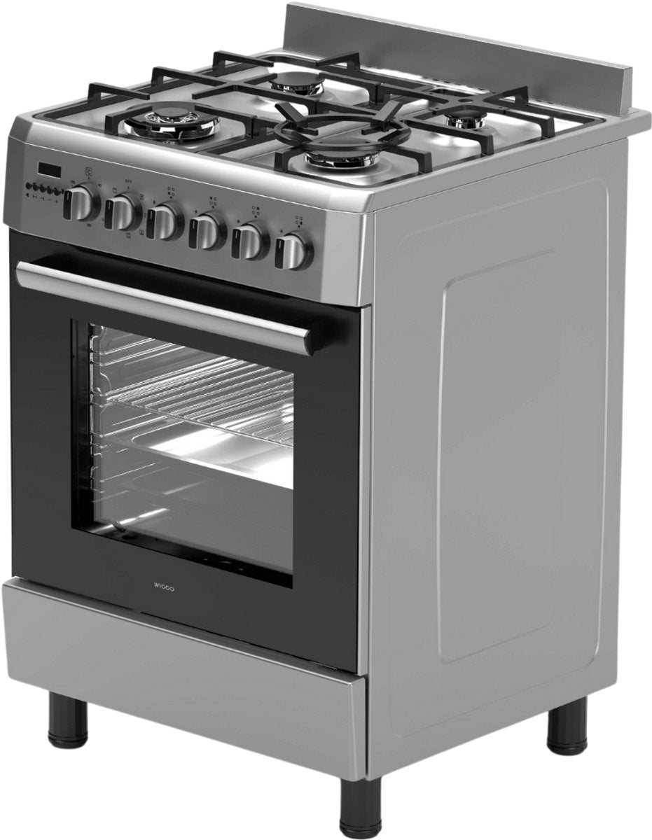 Wiggo WO-E639B(XX) Vrijstaande Gasfornuis - 60 cm - Roestvrijstaal