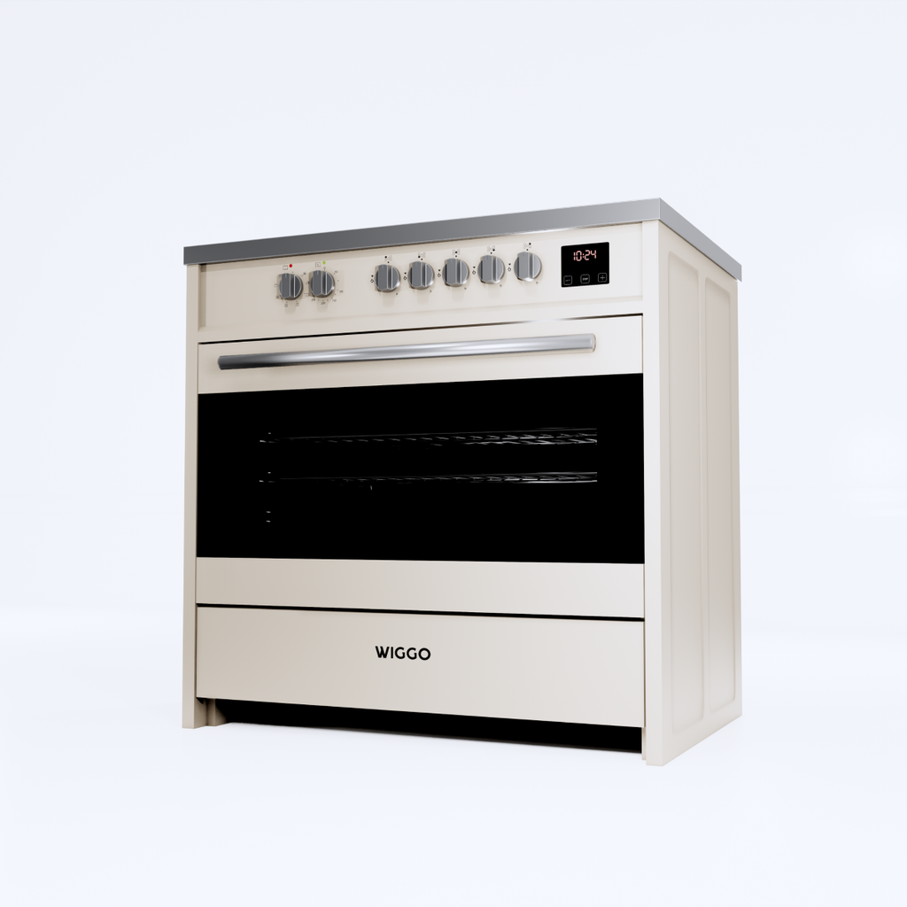 Wiggo WIO-E921A(CX) Vrijstaande Inductiefornuis - 90 cm - Creme