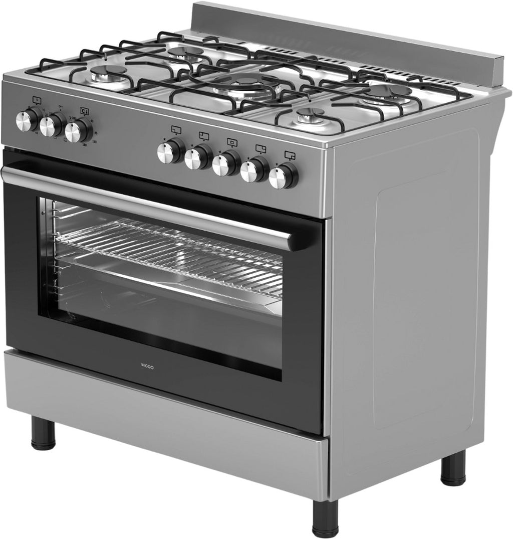 Wiggo WO-E906B(XX) Vrijstaande Gasfornuis - 90 cm - Roestvrijstaal