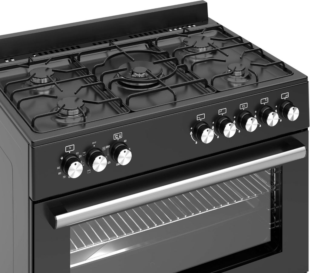 Wiggo WO-E906B(BB) Vrijstaande Gasfornuis - 90 cm - Zwart